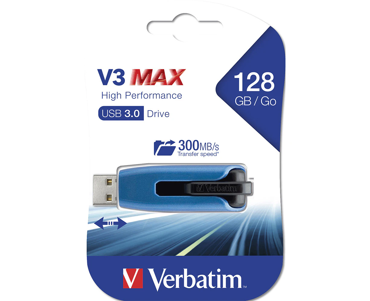 Verbatim Store'n'Go V3 Max High Performance 128GB USB Stick Drive For Laptop/PC