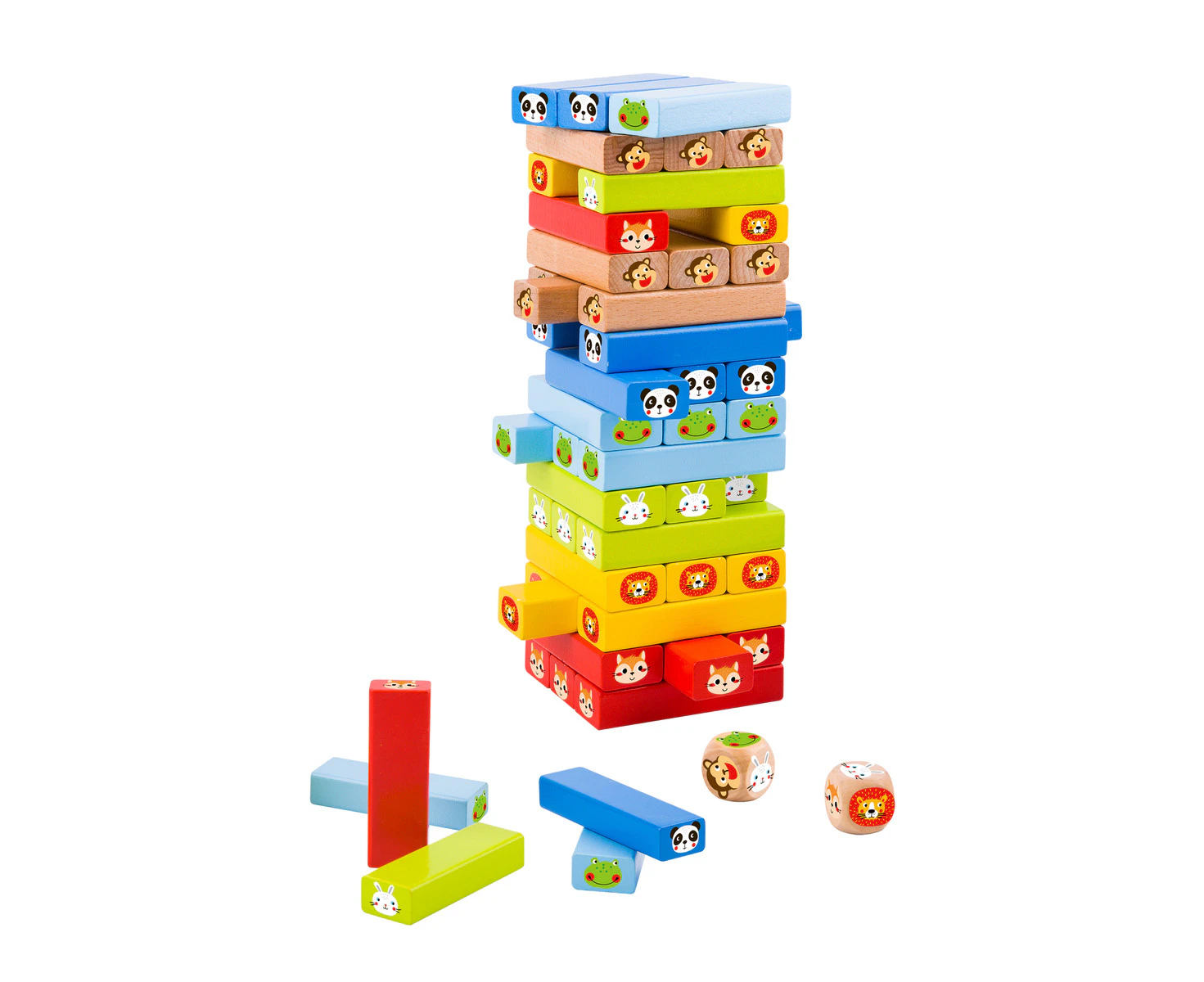 Tooky Toy 31.5cm Kids/Children Stacking Animals Wooden Block Board Game 3+