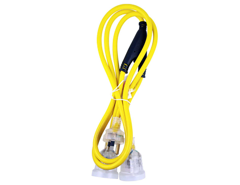 Ultracharge 2m Extension Lead Home Cable Cord 10A Twin Socket Power Plug Yellow