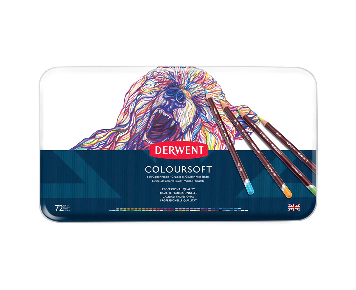 72PK Derwent Artist Coloursoft Drawing/Colouring/Art Professional Pencils w/ Tin