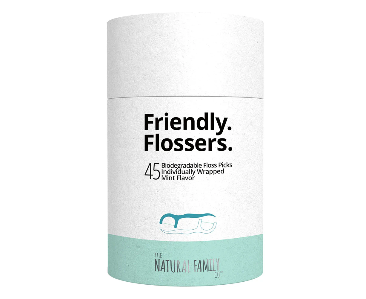 45pc NFco Bio Friendly Flossers Picks/Sticks Dental Care Natural Mint Flavour