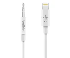 Belkin 3.5mm Audio Cable w/ 0.9m Lightning MFI-Certified For Apple iPhone WHT
