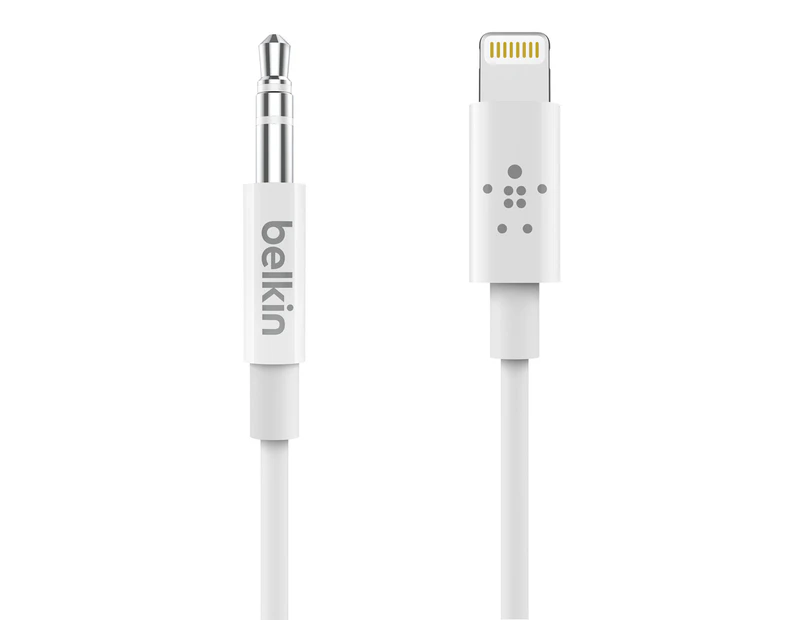 Belkin 3.5mm Audio Cable w/ 0.9m Lightning MFI-Certified For Apple iPhone WHT