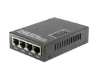 4-Port Fibre Ethernet Media Converter Switch 10/100M SM Dual Fibre SC 20KM Black