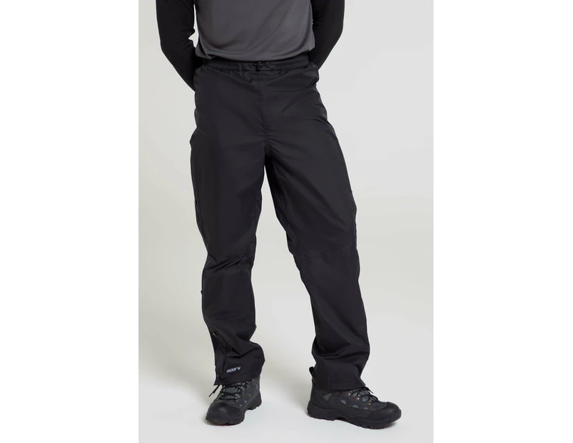 Mountain Warehouse Mens Downpour Mens Overtrousers Waterproof Half Leg Zip Pants - Black