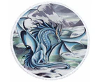150cm Round Beach Towel Frostbringer Blue Dragon Drawing Round Beach Towel