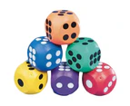 10cm Coloured Rubber Dice - 6 Pack