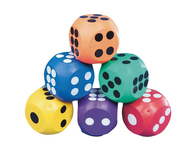 10cm Coloured Rubber Dice - 6 Pack