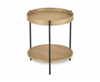 Layer Round Side Table Natural Ash Black Legs