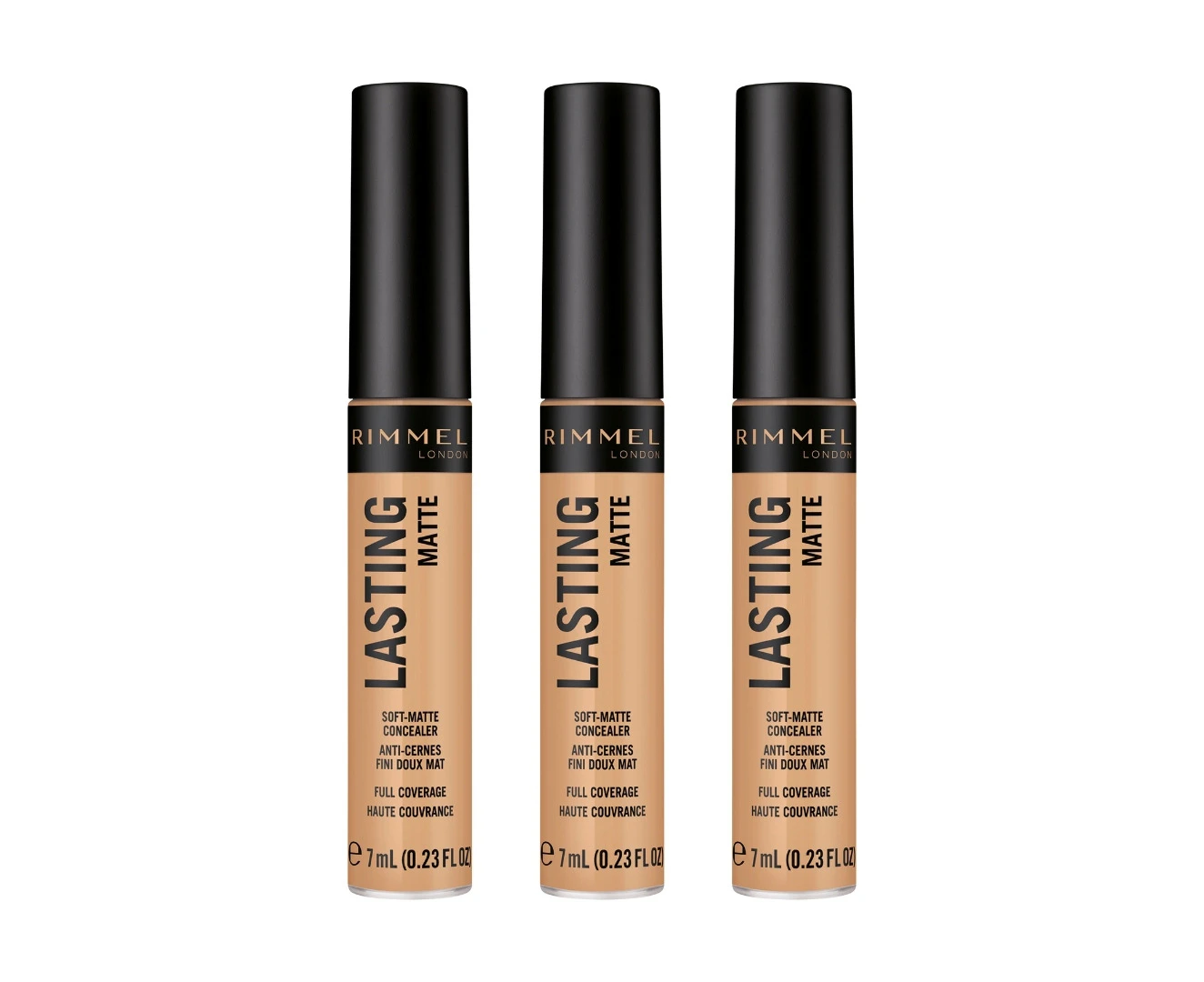 3 x Rimmel London Lasting Matte Concealer 7mL - 025 True Beige