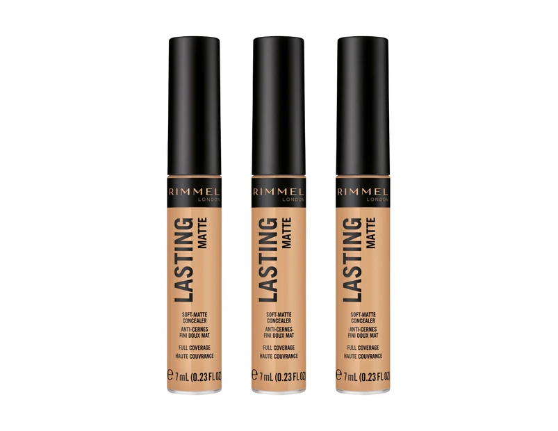 3 x Rimmel London Lasting Matte Concealer 7mL - 025 True Beige