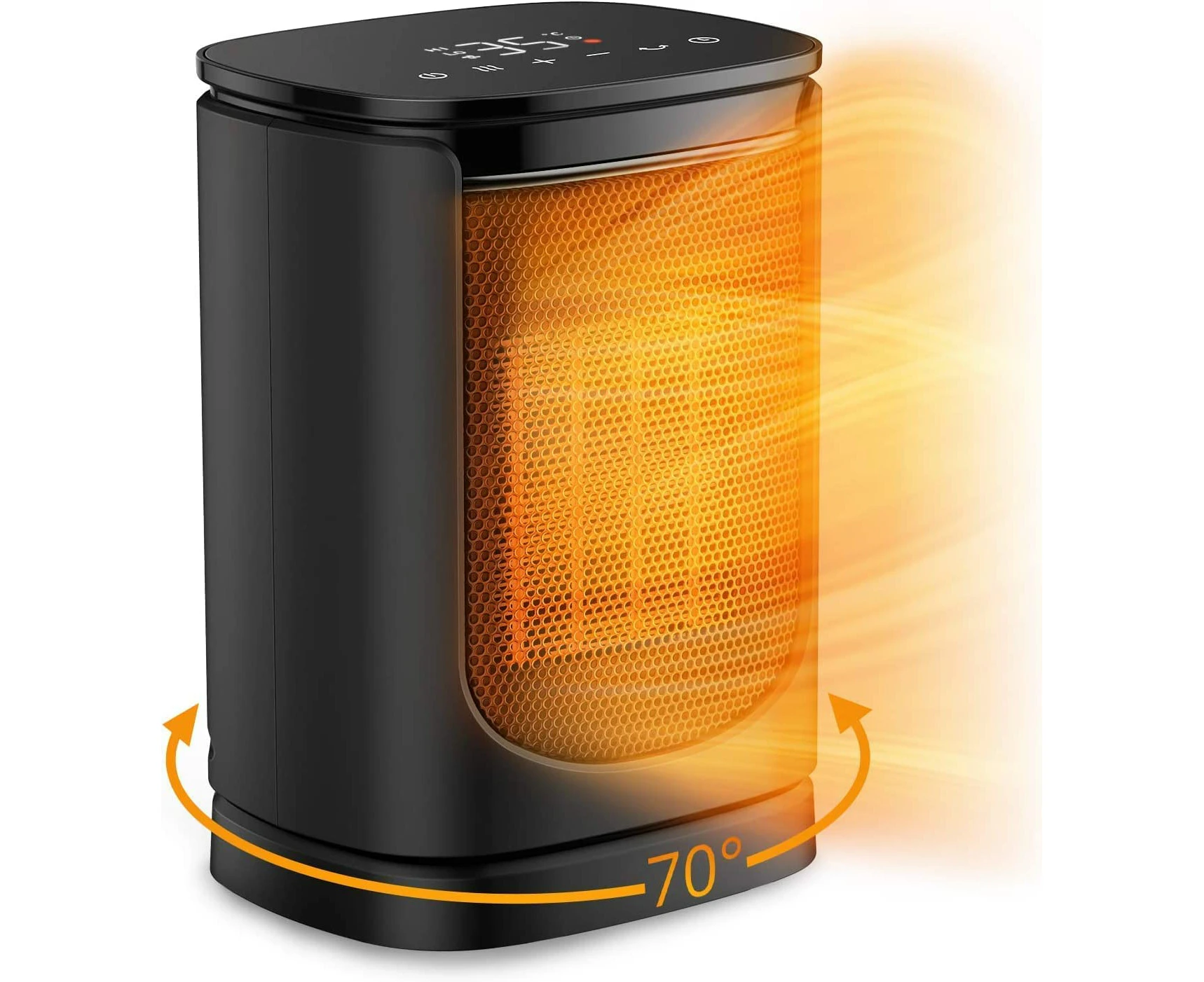 Space Heater 70 Oscillating Small Space Heater with Thermostat, 1500W PTC Ceramic Heater with 3 Modes,12H Timer,Portable Electric Heaters 10 in