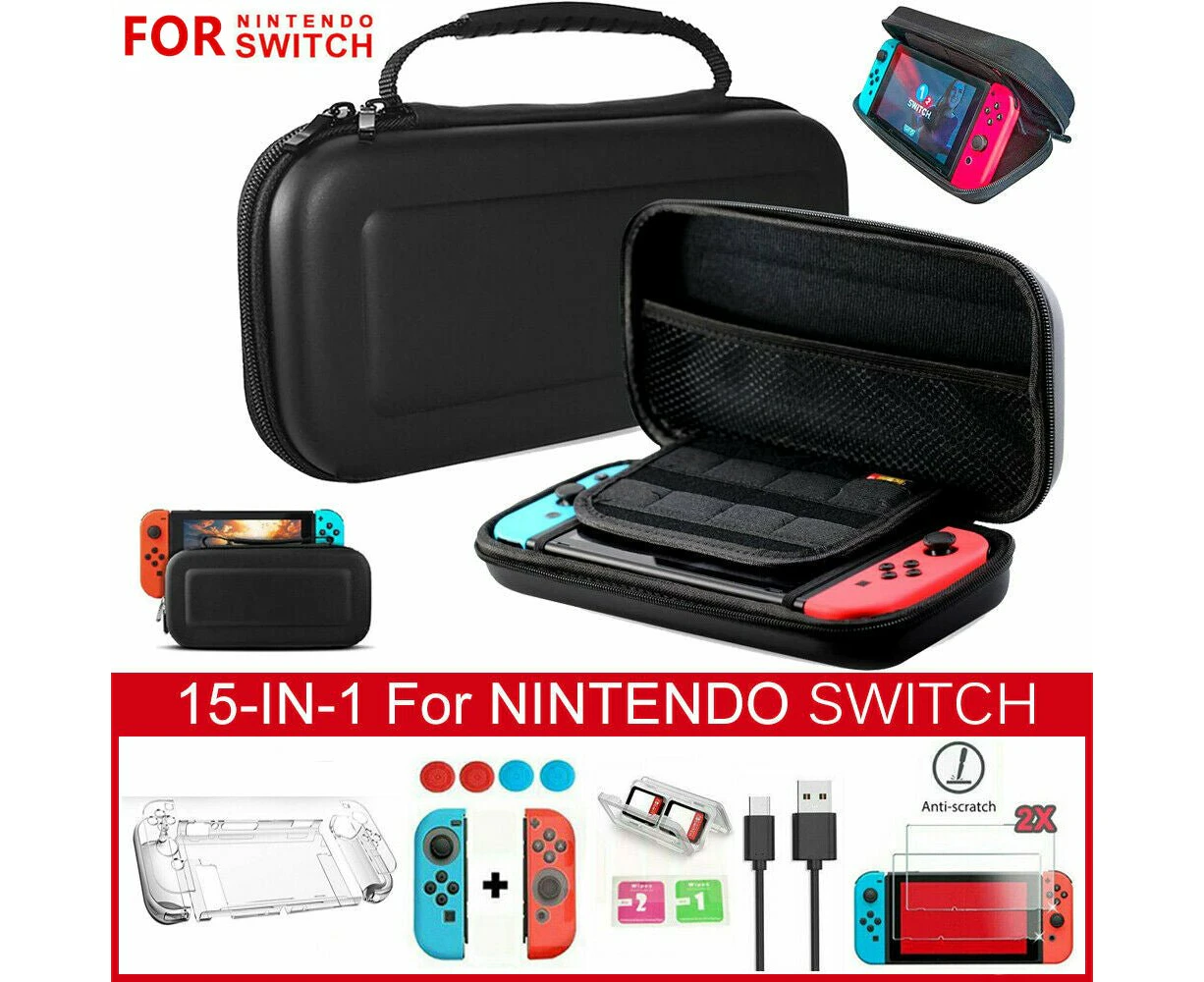 15 in 1 Nintendo Switch Travel Case EVA Hard Bag + Screen Protector + MANY Accessories