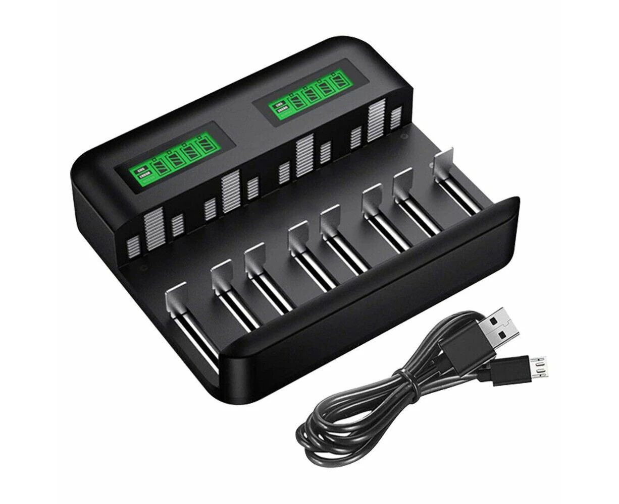 Smart Battery Charger 8 Slots LCD Display For AA/AAA/C/D Rechargeable Batteries