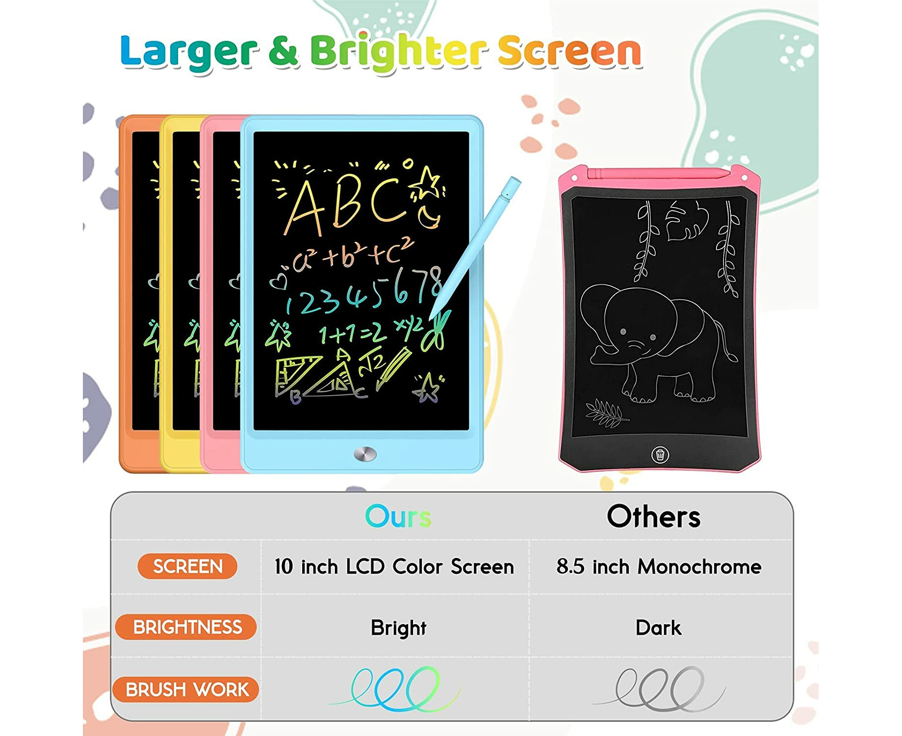 Link Kids LCD 10inch Color Writing Doodle Board Tablet Electronic Erasable  Reusable Drawing Pad Educational & Learning Toy - Black