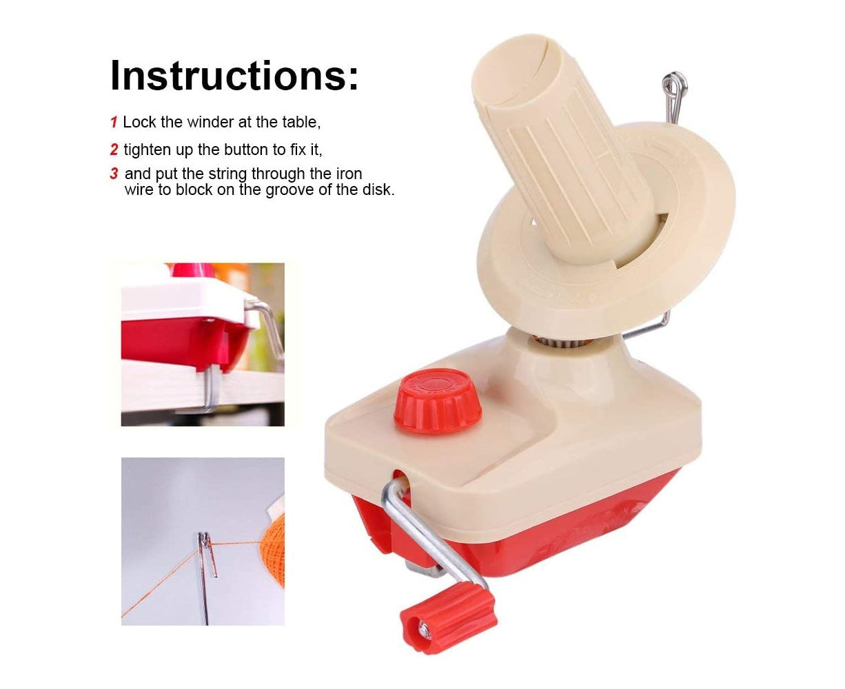 DIY Crafting Manual Operations Hand Cranking Wool Yarn Winding Machine Red