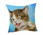 Cushion Cover 45cm x 45cm Double Sided Print Funny Cats Winking Little Kitty