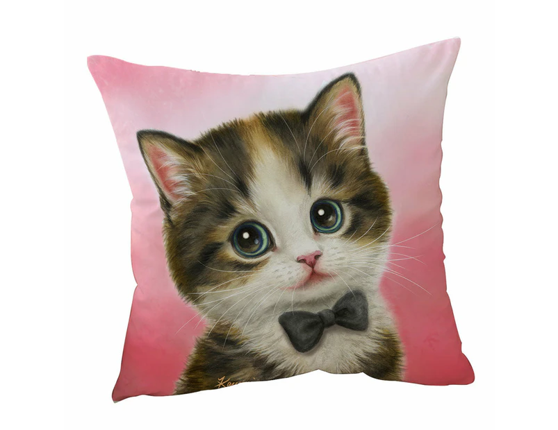 Cushion Cover 45cm x 45cm Double Sided Print Funny Cat Art Adorable Gentleman Kitten