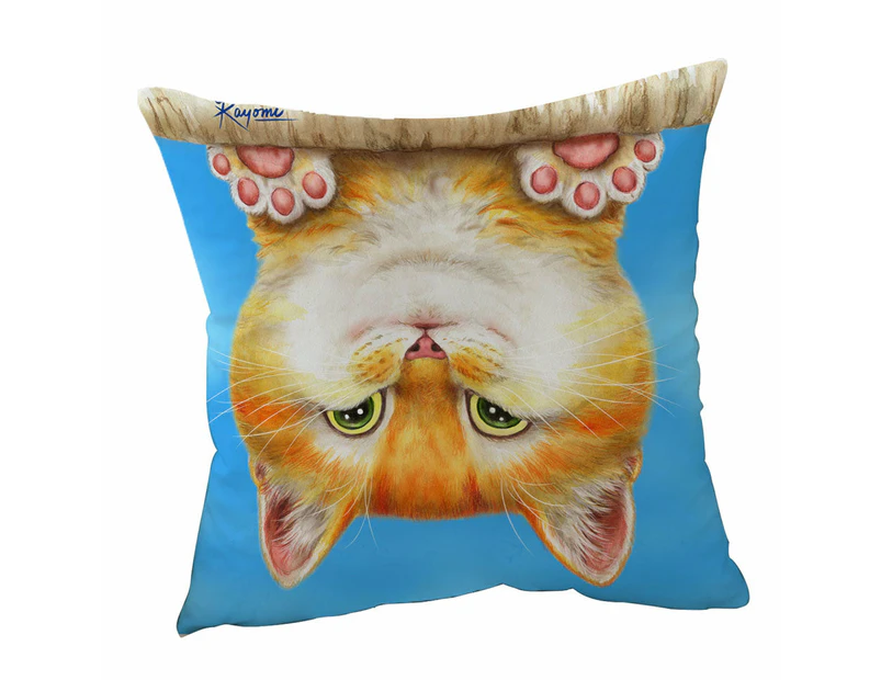 Cushion Cover 45cm x 45cm Double Sided Print Funny and Cute Ginger Cat on a Branch