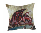 Cushion Cover 45cm x 45cm Double Sided Print Firebrand Red Dragon Drawing