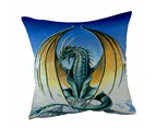 Cushion Cover 45cm x 45cm Double Sided Print Fantasy Drawings Aerie Green Yellow Dragon
