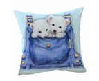 Cushion Cover 45cm x 45cm Double Sided Print Kids Cute Animal Drawings Pocket Polar Bears