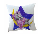 Cushion Cover 45cm x 45cm Double Sided Print Kids Children Design Moon Bed Kitty Cat
