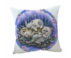 Cushion Cover 45cm x 45cm Double Sided Print Kids Design Cute Three Kittens Outdoor Adventure