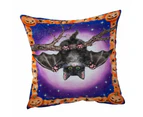 Cushion Cover 45cm x 45cm Double Sided Print Funny Cute Halloween Kitten Bat