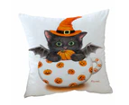Cushion Cover 45cm x 45cm Double Sided Print Halloween Cat the Pumpkin Cup Bat Kitten