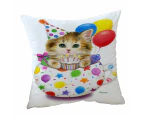 Cushion Cover 45cm x 45cm Double Sided Print Kids Cat Art Drawings the Cute Cup Kitty Birthday