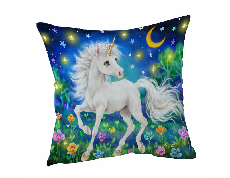 Cushion Cover 45cm x 45cm Double Sided Print Girls Designs Unicorn Magical Blooming Dreams