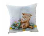 Cushion Cover 45cm x 45cm Double Sided Print Funny Paintings for Kids Ginger Kitten Bath Time