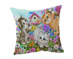Cushion Cover 45cm x 45cm Double Sided Print Kids Designs Cute Bird House and Cats Kittens