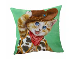 Cushion Cover 45cm x 45cm Double Sided Print Funny Kittens Cute Cowboy Ginger Cat