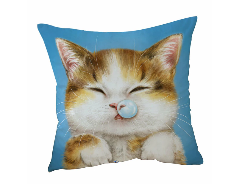 Cushion Cover 45cm x 45cm Double Sided Print Funny Drawings for Kids Cute Sleepy Kitty Cat