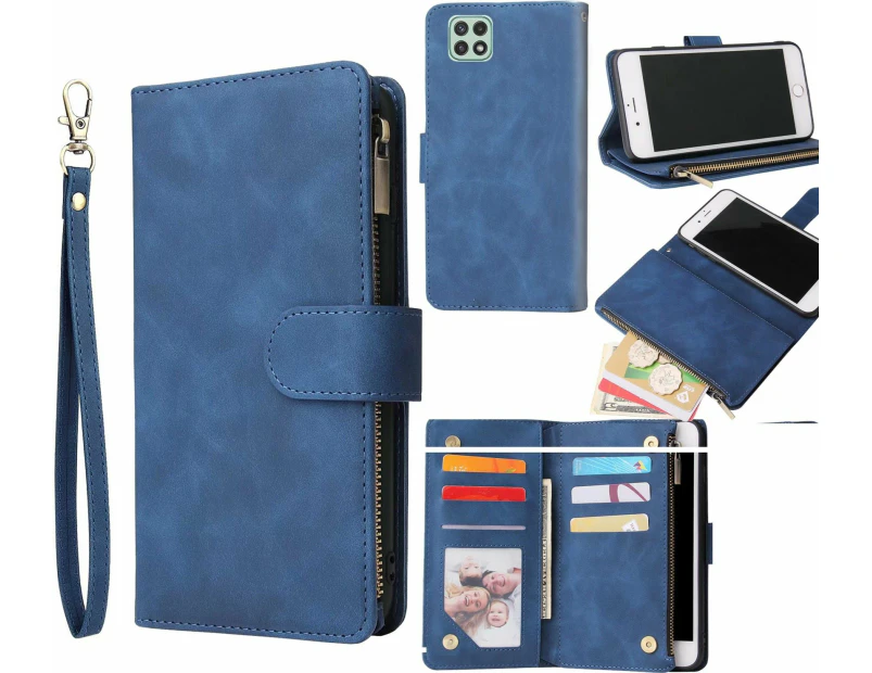 Samsung Galaxy A22 Case 5G Wallet Cover Blue