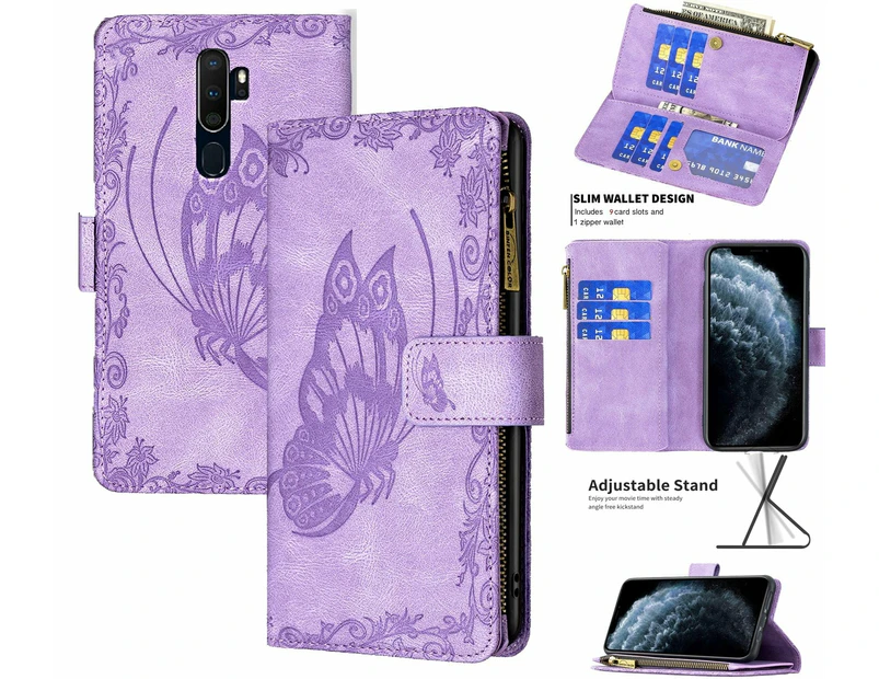 Oppo A5 Case Wallet Cover Purple