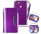 Oppo A73 Case Wallet Cover Glitter Purple