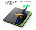 WASSUP iPad Pro 12.9 inch (3rd/4th/5th/6th Gen) 3-Layer Smart Magnetic Auto Sleep Wake Leather Cover With Stand Feature-Black&Green