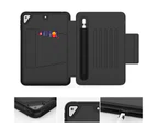 WASSUP iPad Mini 5th/4th Gen 7.9 inch Smart Magnetic Auto Sleep Cover With Card Holder & Multi-Angle Bracket-Black