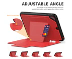 WASSUP iPad Mini 5th/4th Gen 7.9 inch Smart Magnetic Auto Sleep Cover With Card Holder & Multi-Angle Bracket-Red