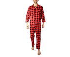 Men's Flannelette Pyjama Set Sleepwear Soft 100% Cotton PJs Two Piece Pajamas - Red