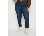 Beme Rolled 7/8 Button Skinny Jean - Plus Size Womens - Indigo Wash