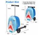 Costway 2-in-1 Kids Suitcase Children Scooter Ride On Luggage Travel Tolley w/Luminous Wheels, Blue