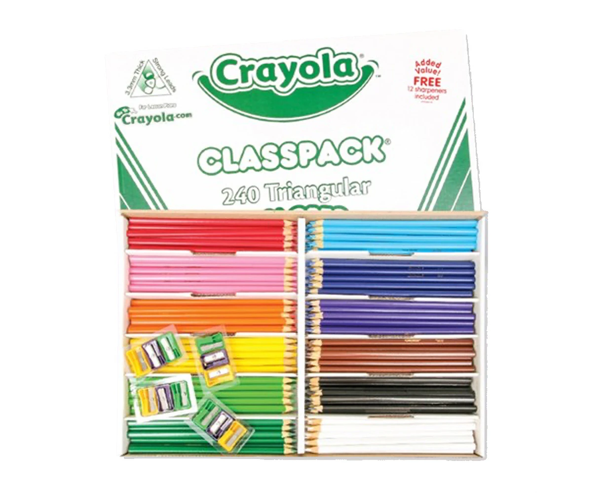 240pc Crayola Kids/Children Creative Triangular Colouring Pencils Classpack 36m+