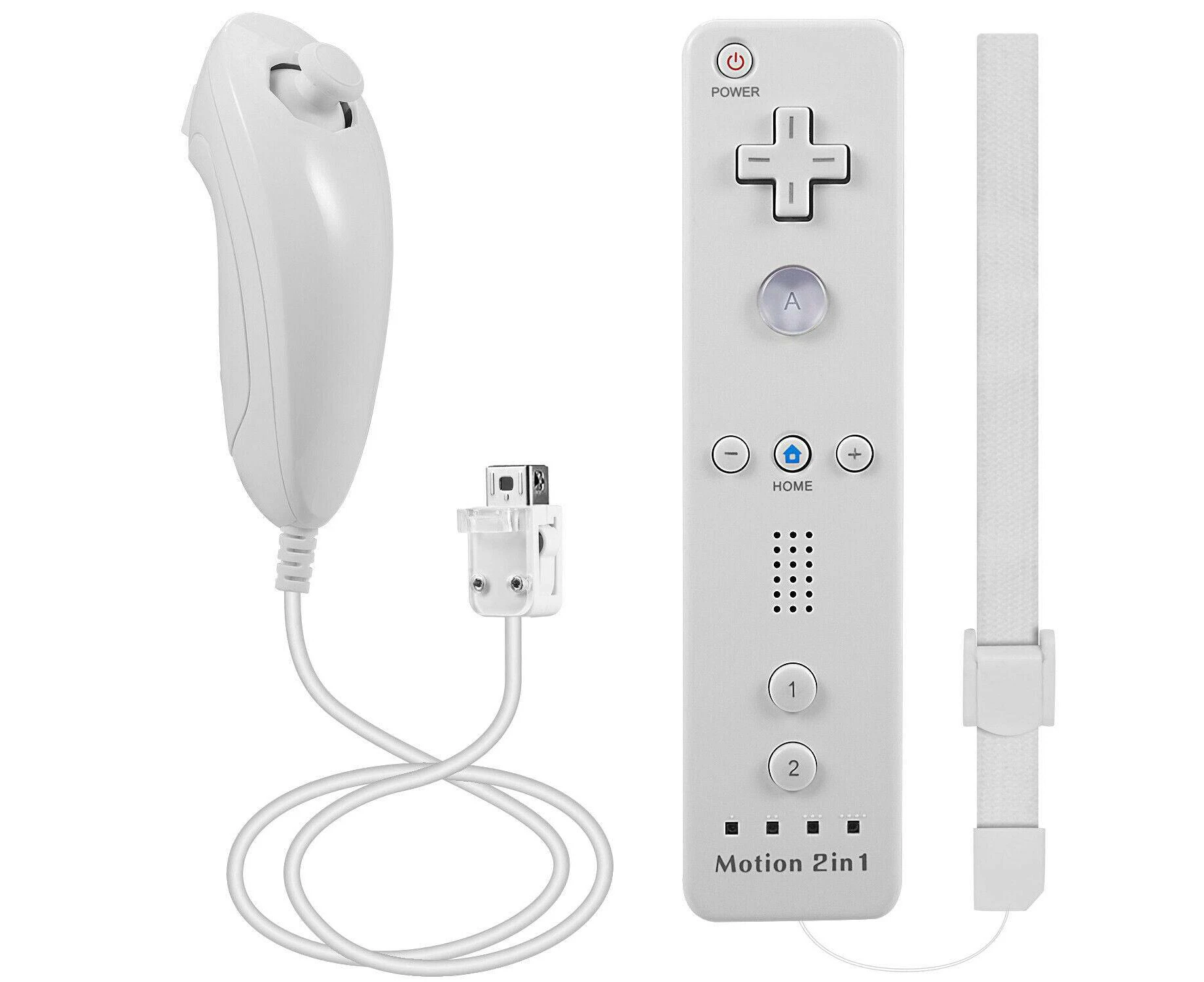 [2 Pack] 2in1 Built-in Motion Plus Remote Compatible Nunchuck Controller For Nintendo Wii