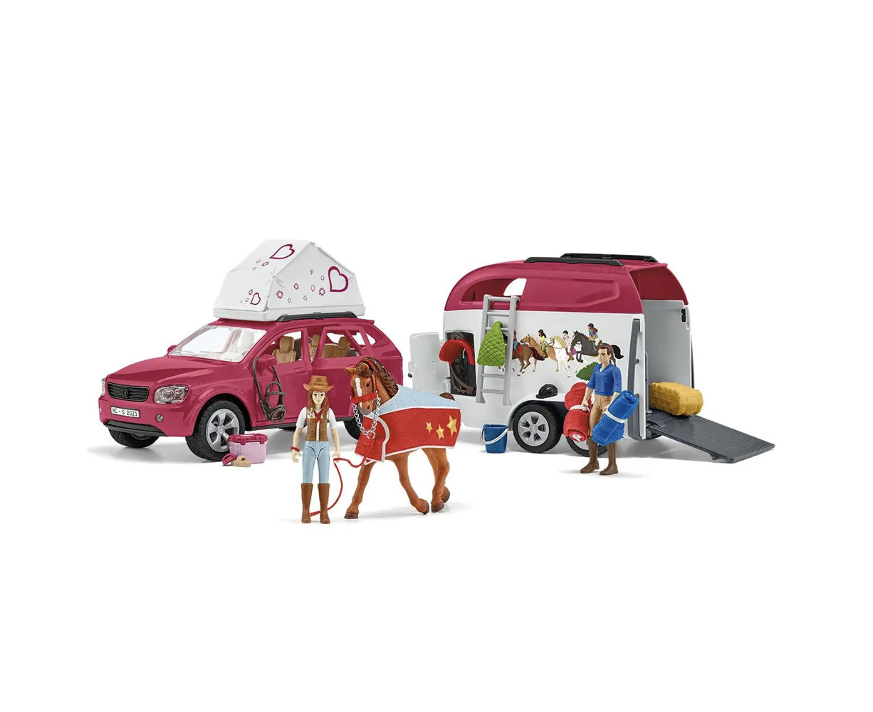 Schleich Horse Club Adventures w/ Car & Trailer Figurine Playset Kids 5-12y