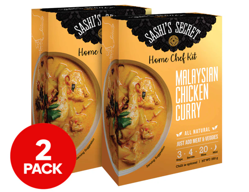 2 x Sashi's Secret Home Chef Kit Malaysian Chicken Curry 350g