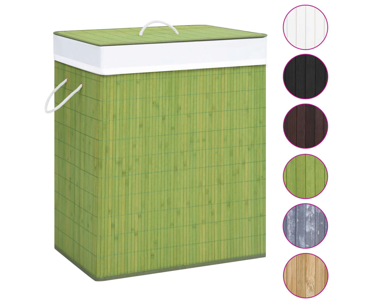 vidaXL Bamboo Laundry Basket with Single Section Green 83 L